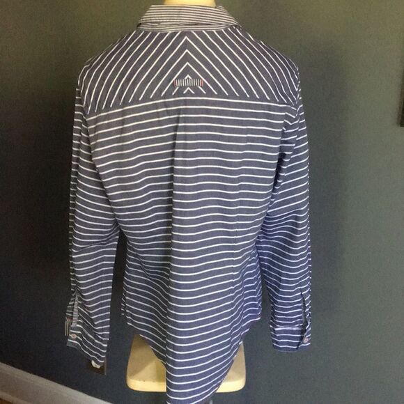 Nexx navy/white stripe button front shirt, medium - Picture 2 of 8